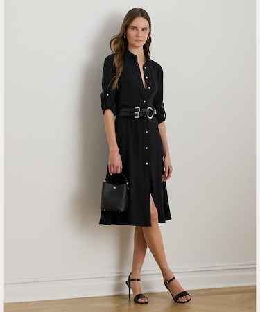 ダブルフェイスド ジョーゼット シャツドレス