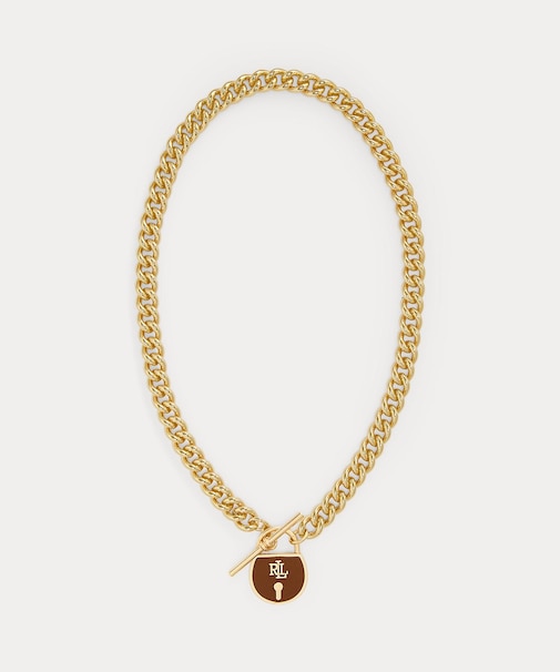 ゴールドプレーテッド パドロック ペンダント ネックレス