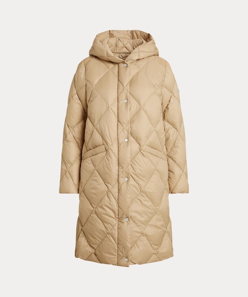 フーデッド ダイヤモンドキルテッド ダウン コート｜ローレン ラルフ