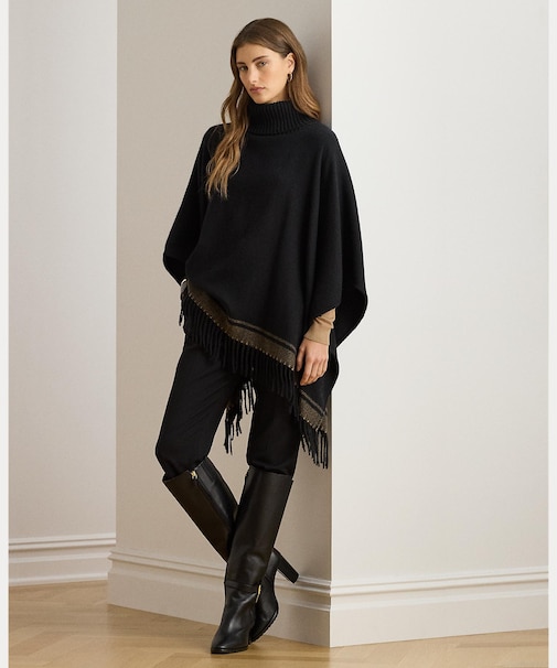 ツートーン ヘリンボーン タートルネック Ruana