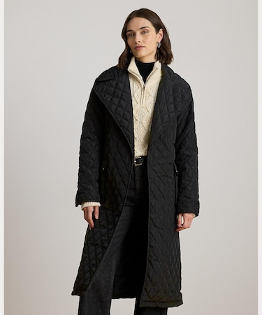 ベルテッド ダイヤモンドキルテッド ラップ コート