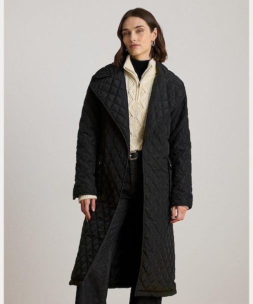 ベルテッド ダイヤモンドキルテッド ラップ コート