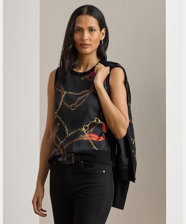 ベルティングプリント スリーブレス セーター