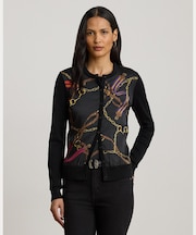 ベルティングプリント コットンブレンド カーディガン