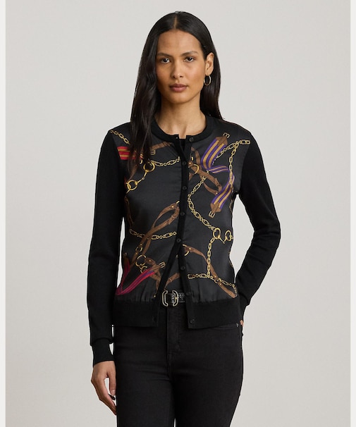 ベルティングプリント コットンブレンド カーディガン