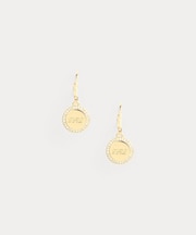 ゴールドプレーテッド パヴェ ロゴ ドロップ イヤリング