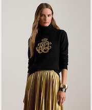 エンブロイダリーロゴ ウールブレンド タートルネック