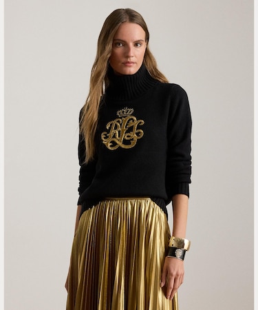 エンブロイダリーロゴ ウールブレンド タートルネック