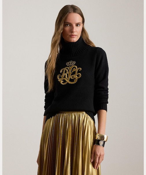 エンブロイダリーロゴ ウールブレンド タートルネック