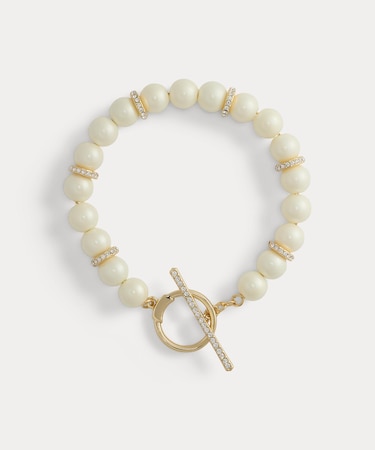 パヴェ フェイクパール フレックス ブレスレット