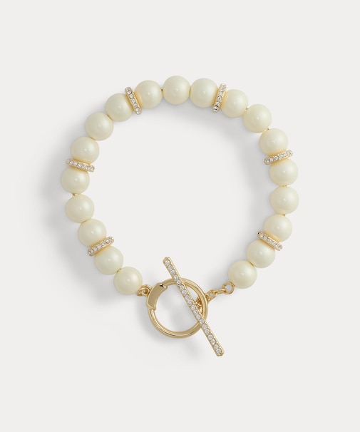 パヴェ フェイクパール フレックス ブレスレット