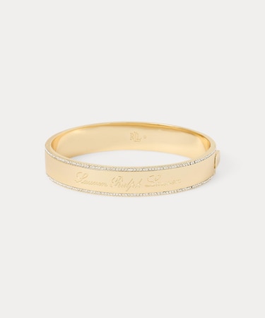 ゴールドプレーテッド パヴェ ロゴ バングル