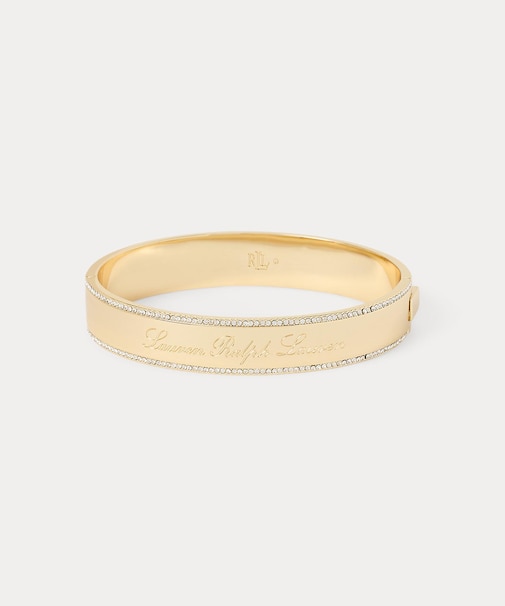 ゴールドプレーテッド パヴェ ロゴ バングル