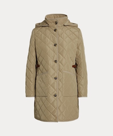 フーデッド ダイヤモンドキルテッド コート