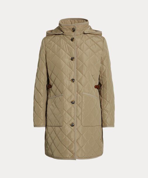 フーデッド ダイヤモンドキルテッド コート