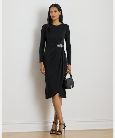 バックルトリム ストレッチ ジャージー ドレス