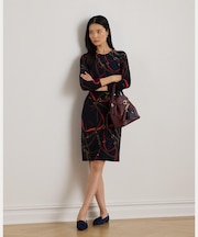 プリント ジャージー スリークォータースリーブ ドレス