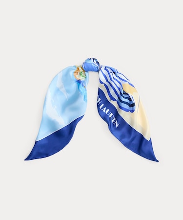 ランドスケープモチーフ シルク スクエア スカーフ