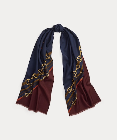 ロゴ ベルティングプリント ウール スカーフ