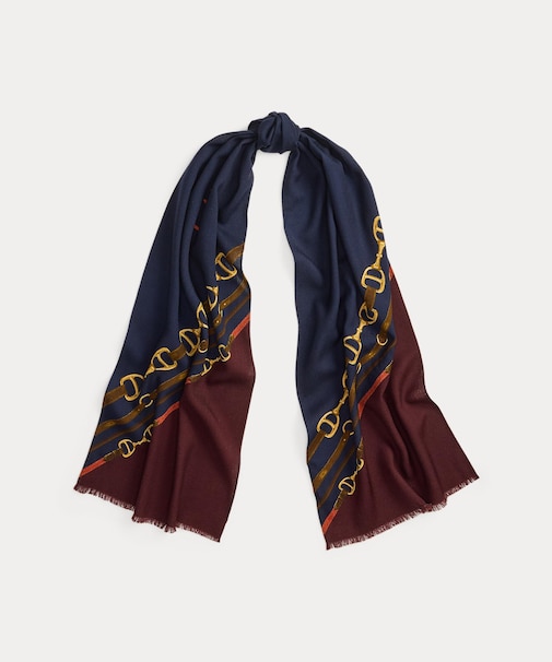 ロゴ ベルティングプリント ウール スカーフ