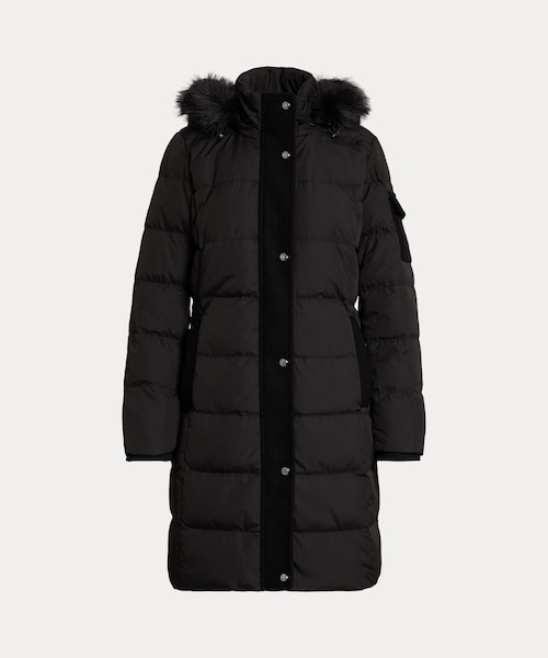 フェイクファートリム フーデッド ダウン コート｜ローレン ラルフ