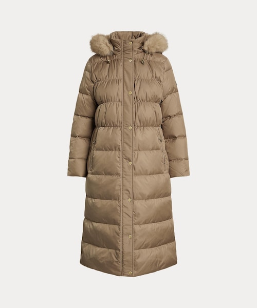 フェイクファートリム フーデッド ダウン コート｜ローレン ラルフ