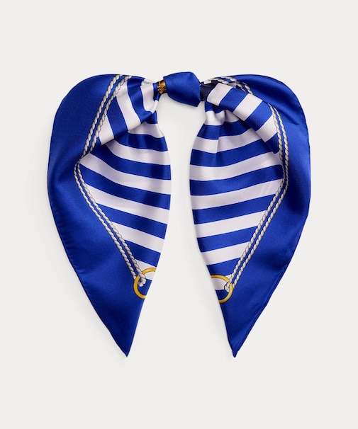 ストライプド アンカークレスト シルク スクエア スカーフ