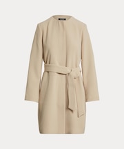 ベルテッド クレープ クルーネック コート