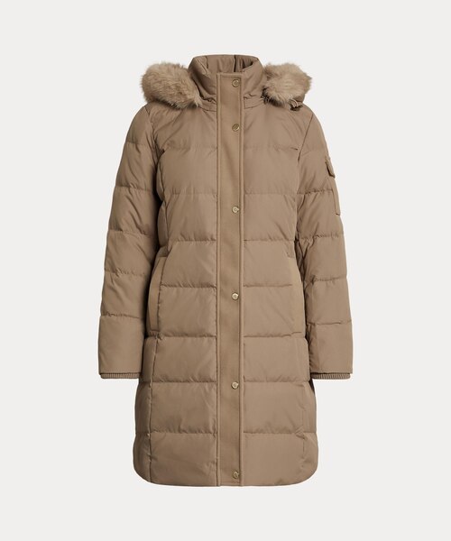 フェイクファートリム フーデッド ダウン コート｜ローレン ラルフ