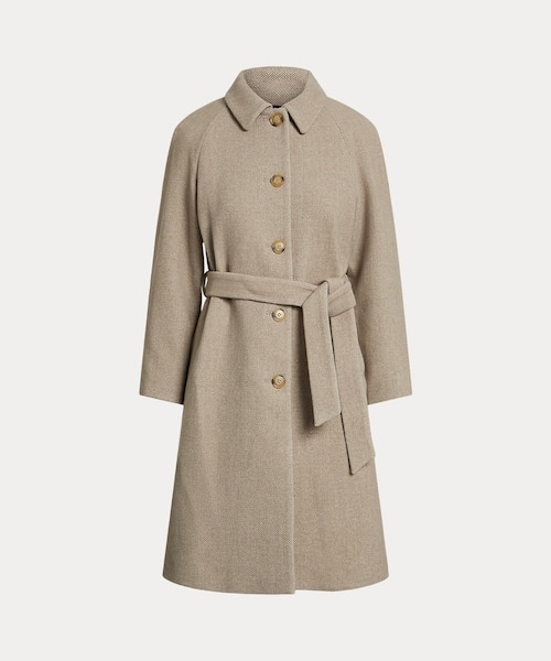 ベルテッド ウールブレンド ヘリンボーン コート｜ローレン ラルフ