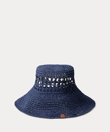 オープンワークド クロシェイド ストロー サン ハット