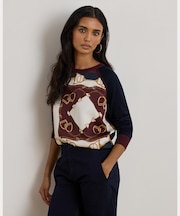 エクエステリアンプリント コットンブレンド セーター