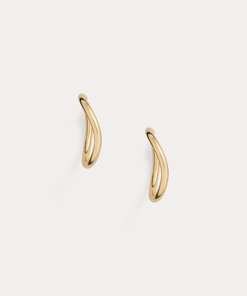 ゴールドプレーテッド スカルプチュラル フープ ピアス