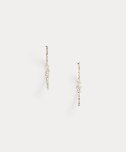 パヴェ シルバープレーテッド フープ ピアス