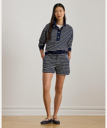 ストライプド フレンチ テリー ドローコード ショートパンツ