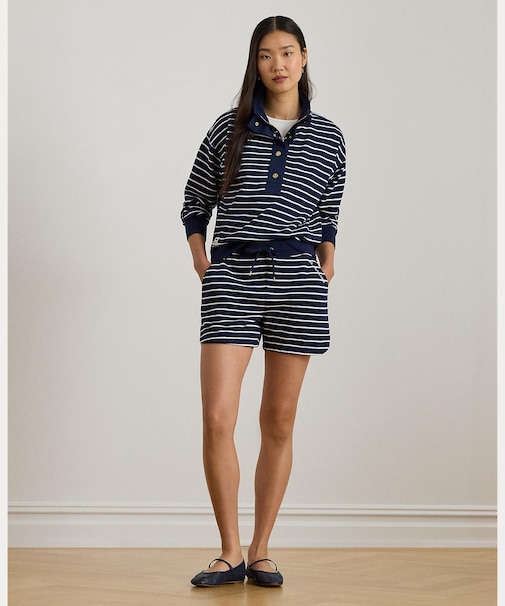 ストライプド フレンチ テリー ドローコード ショートパンツ