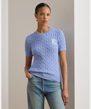 ケーブルニット コットン ショートスリーブ セーター