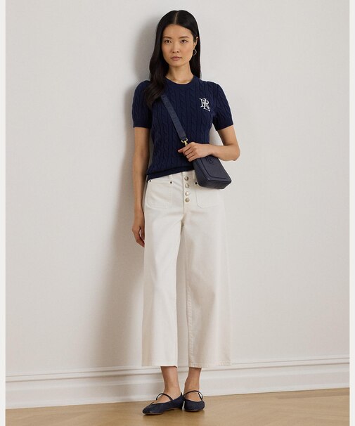 ハイライズ ワイドレッグ クロップド ジーンズ