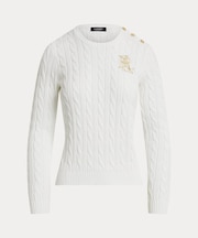 ボタントリム ケーブルニット コットン セーター