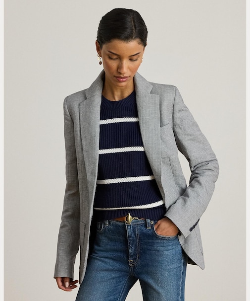 バスケットウィーブ リネンブレンド ブレザー