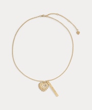 ゴールドプレーテッド ハート & ロゴ チャーム ネックレス