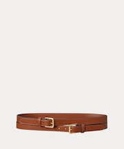 レザー ダブルバックル スタックド ワイド ベルト