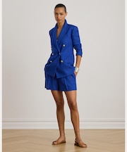 プリーテッド リネンコットン ヘリンボーン ショートパンツ