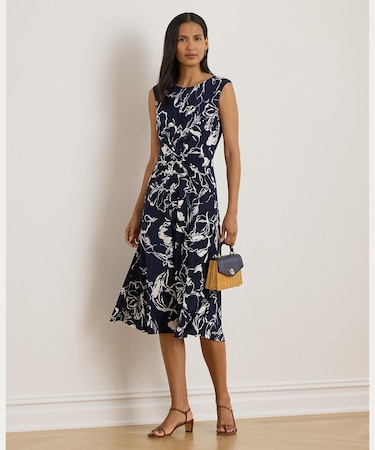 フローラル ツイストフロント ジャージー ドレス