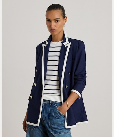 ツートーン ダブルブレステッド ピケ ブレザー