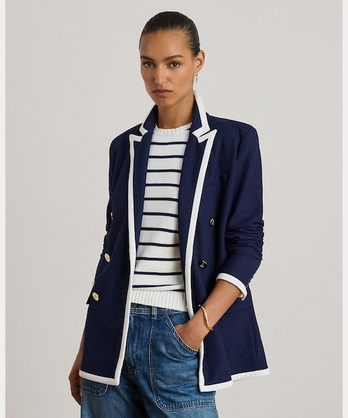 ツートーン ダブルブレステッド ピケ ブレザー