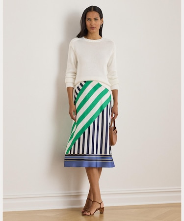 ストライプド ツイル ミディ スカート