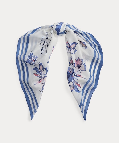 ロゴ フローラル シルク スクエア スカーフ