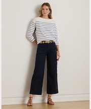 ストレッチ チノ ワイドレッグ クロップド パンツ