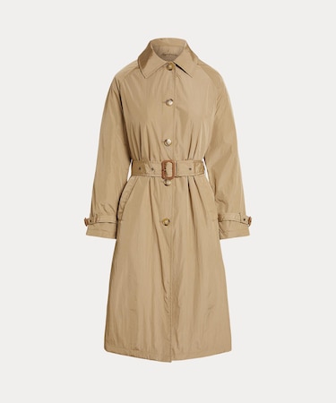 ベルテッド タフタ トレンチ コート